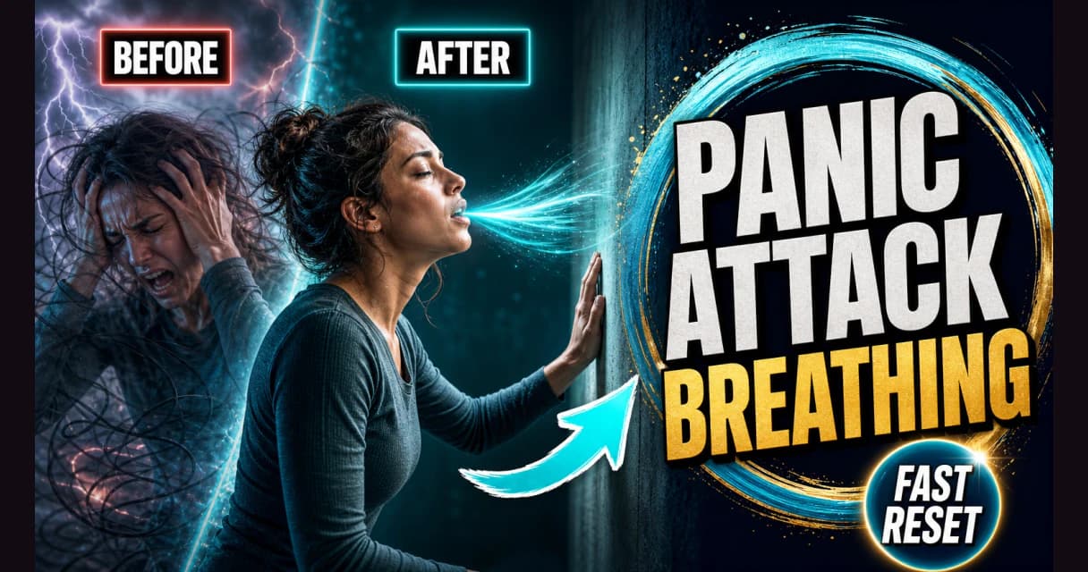 Before and after: a person in the grip of a panic attack becomes calmer with breathing