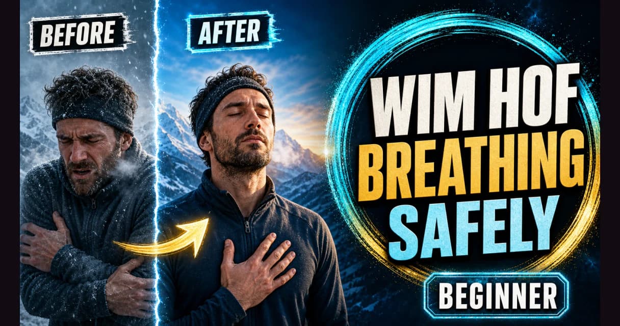 Before and after: a tired, foggy man becomes alert and energised after Wim Hof breathing